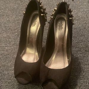 Black platforms with stud and rhinestone backs